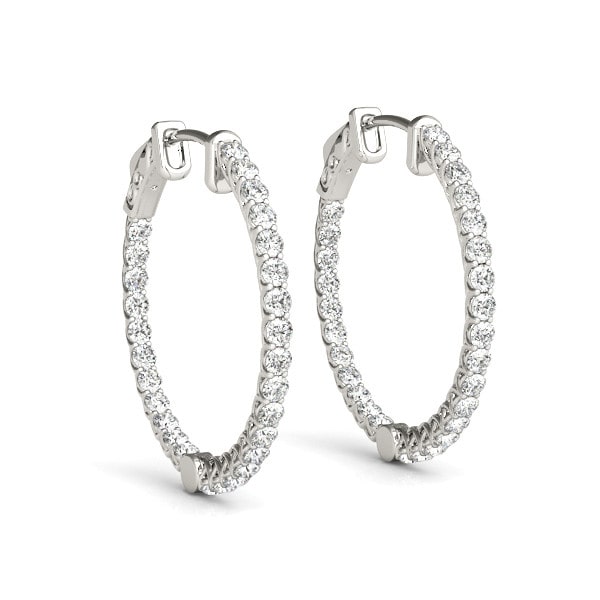 3.4 Ct Natural Round Cut Kassie  Hoop Diamond Earrings in 9K White Gold