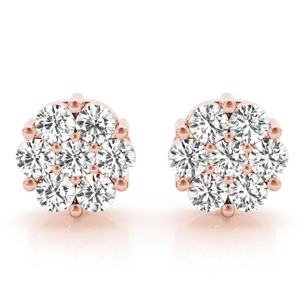 0.25 Ct Natural Round Cut Fairamay  Cluster Diamond Earrings in 9K White Gold