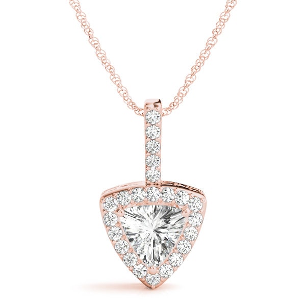 0.42 Ct Natural Diamond Trillion Cut Theora  Next Day Delivery Pendants Necklaces in 18K White Gold