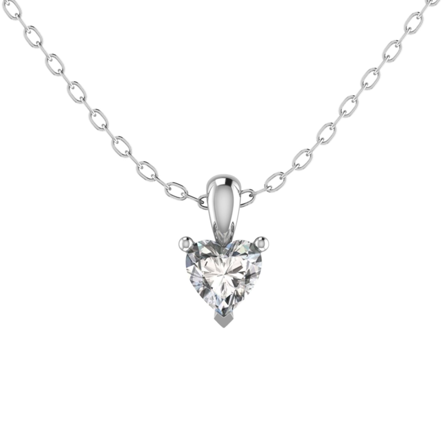 0.1 Ct Natural Diamond Heart Cut Ruperta  Solitaire Pendant Necklaces in 9K White Gold