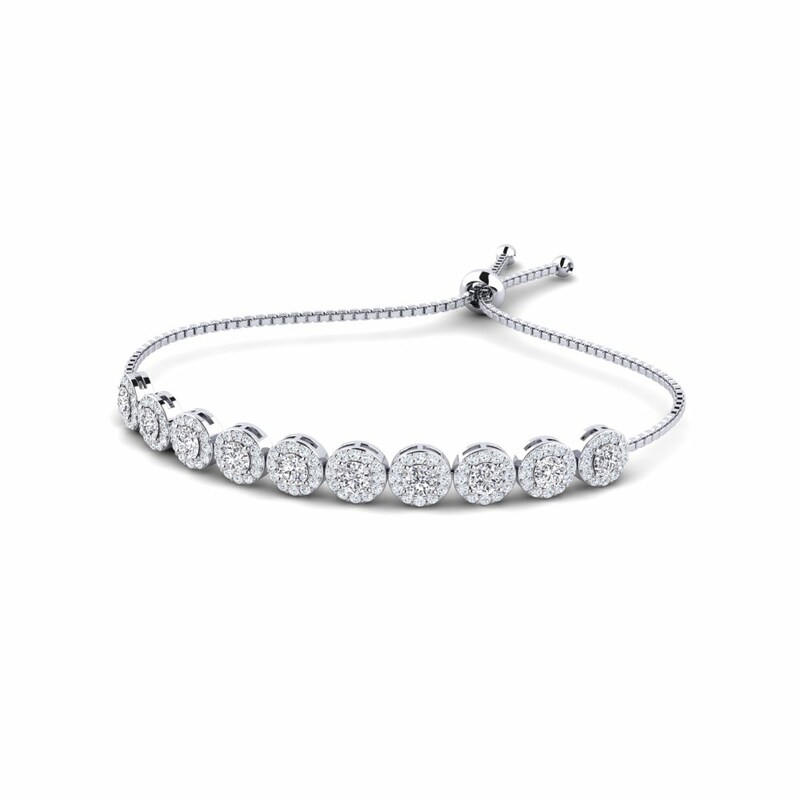 Natural Diamond Round Cut Paulie  Friendship Bracelets in 9K White Gold