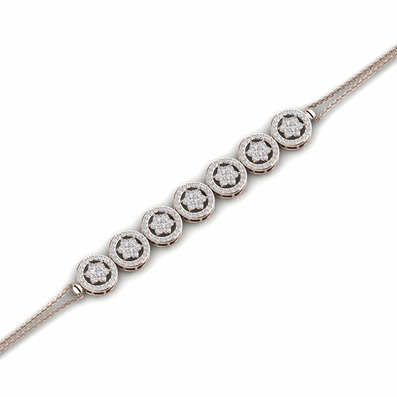 Natural Diamond Round Cut Penney  Friendship Bracelets in 9K White Gold