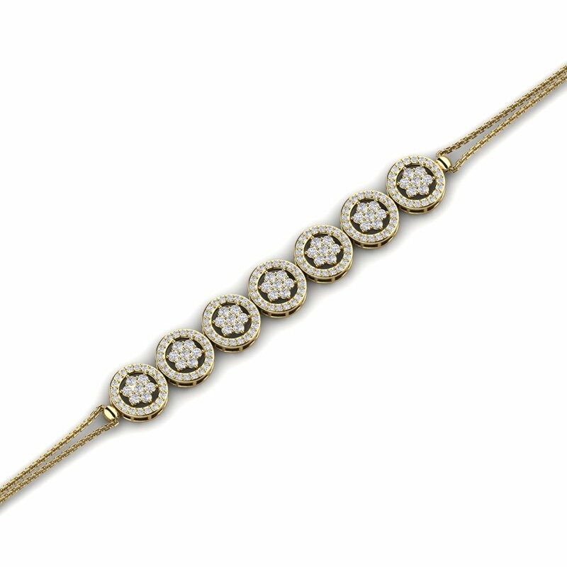 Natural Diamond Round Cut Penney  Friendship Bracelets in 9K White Gold