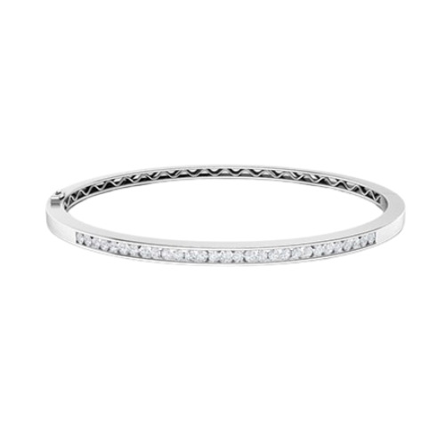 0.12 Ct Natural Round Cut Sheral  Diamond Bangles Bracelets in 9K White Gold