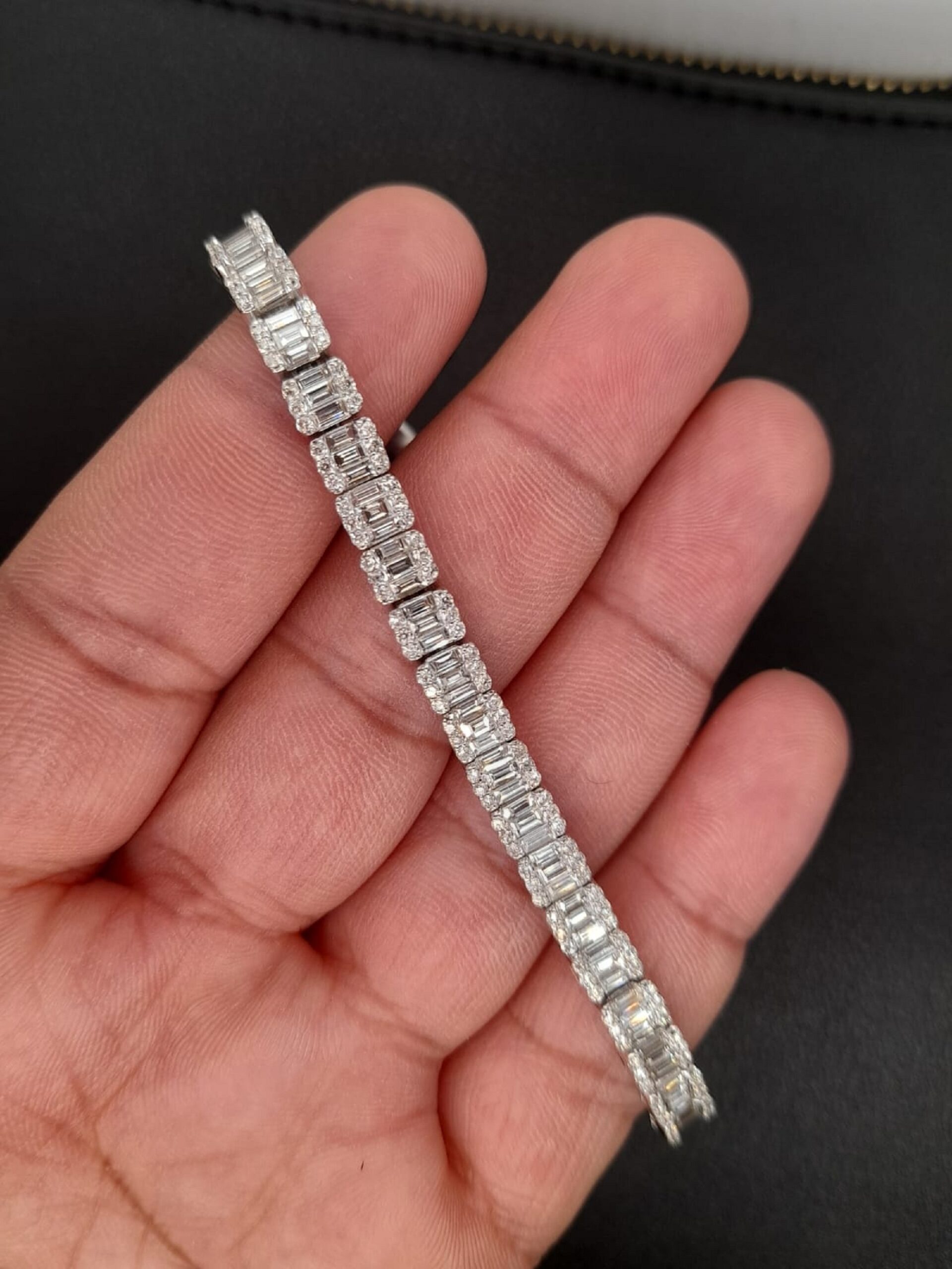 9 Ct Mixed Shape Cut Stephani Diamond Tennis Bracelets in 9K White Gold