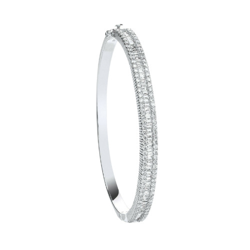 4 Ct Mixed Shape Cut Shelice  Diamond Bangles Bracelets in 9K White Gold