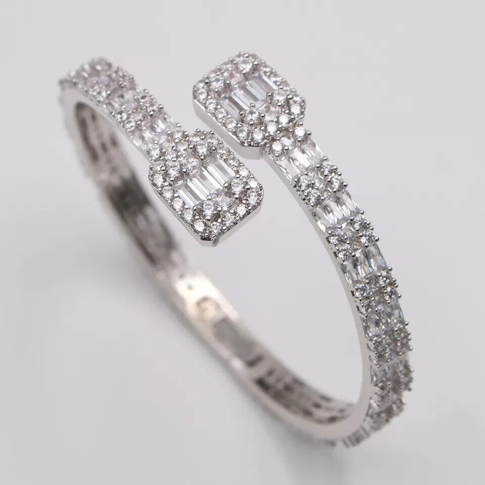 5 Ct Natural Mixed Shape Cut Staciannie  Diamond Bangles Bracelets in 18K White Gold