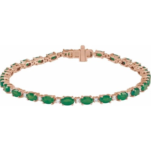 7.9 Ct Emerald Oval Cut Ralana  Bracelets in 9K White Gold