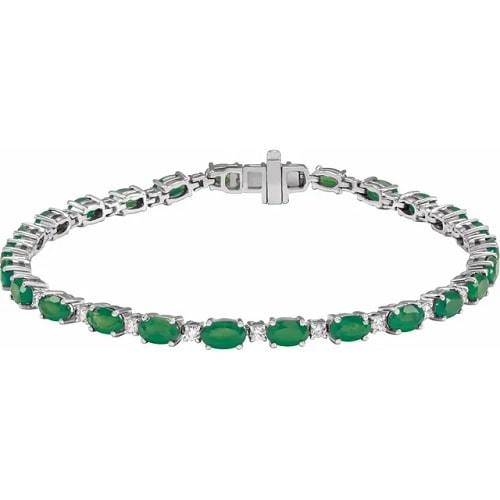 7.9 Ct Emerald Oval Cut Ralana  Bracelets in 9K White Gold