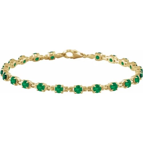 4.4 Ct Emerald Round Cut Raea  Gemstone Bracelets in Silver 925