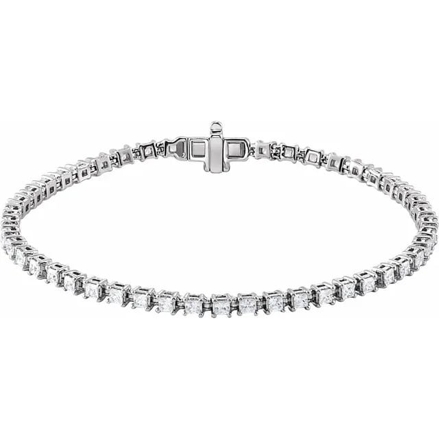 2.55 Ct Lab-Created Princess Cut Robynn  Diamond Tennis Bracelets in Silver 925