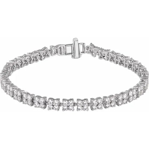 5.33 Ct Lab-Created Round Cut Sharlee  Diamond Tennis Bracelets in Silver 925