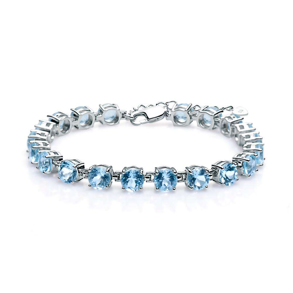 7 Ct Aquamarine Round Cut Roanna  Gemstone Bracelets in 9K White Gold