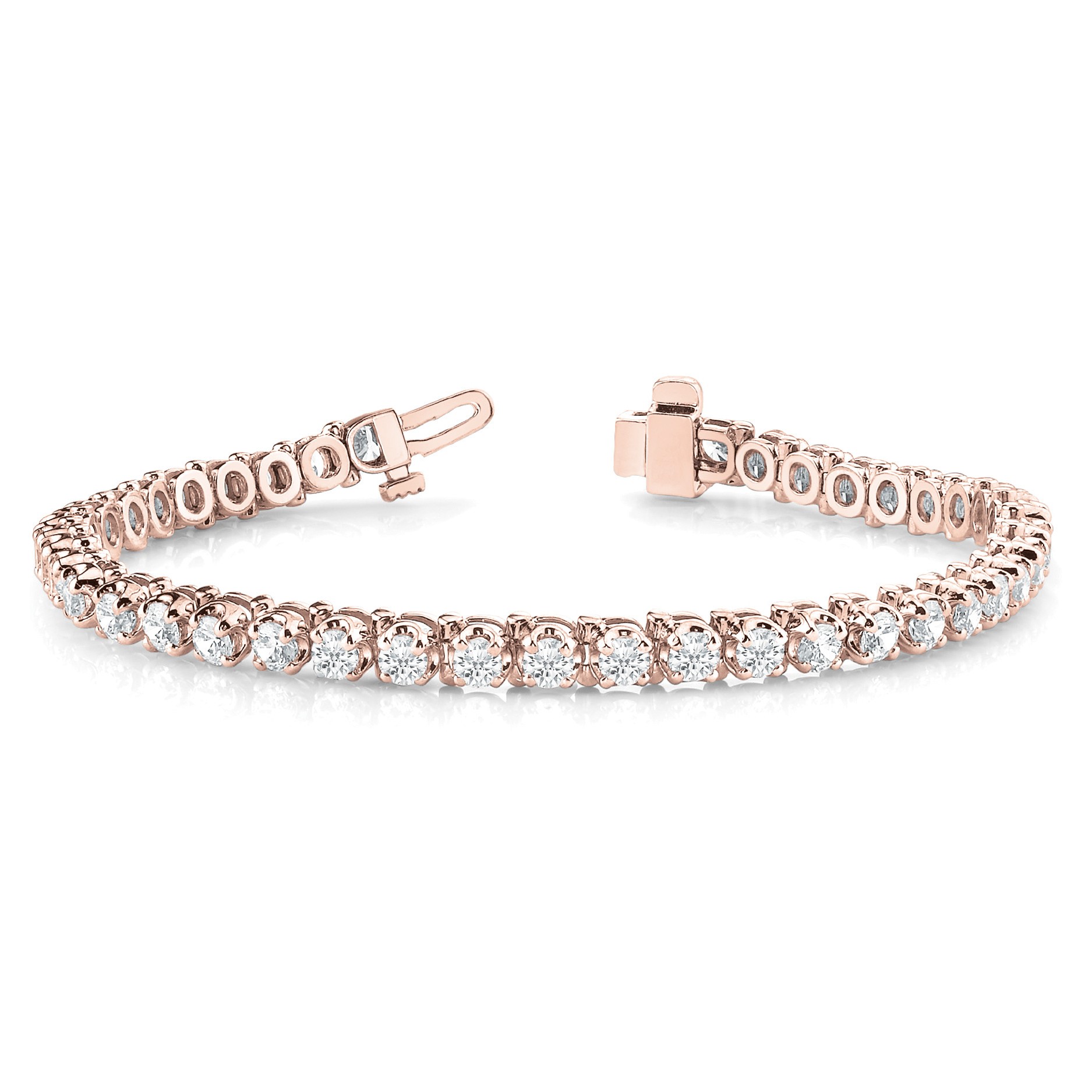 0.75 Ct Natural Round Cut Palisha  Diamond Tennis Bracelets in Silver 925