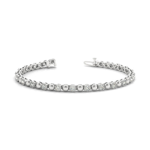 0.66 Ct Natural Round Cut Prynne  Diamond Tennis Bracelets in Silver 925