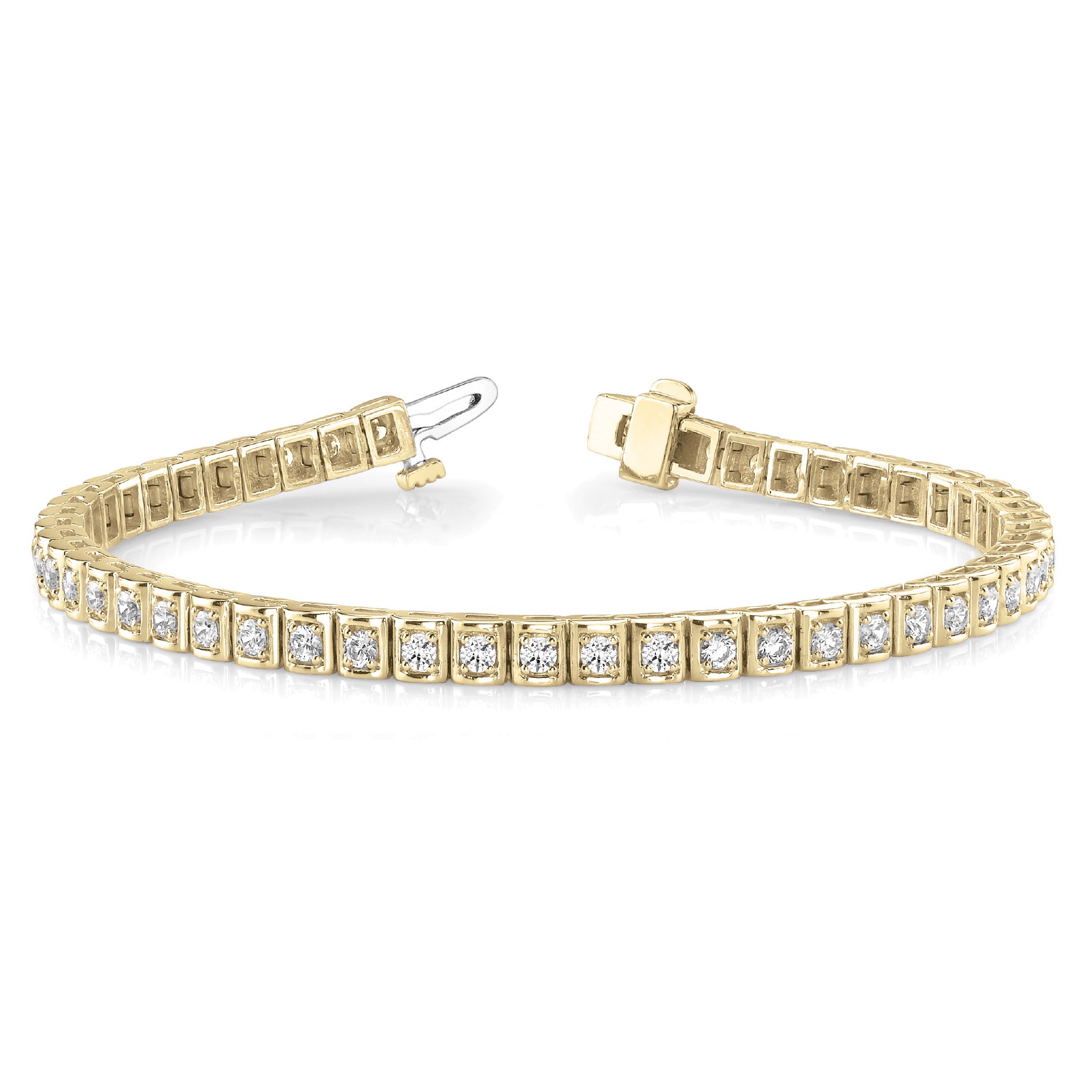 1.75 Ct Natural Round Cut Rosanna  Diamond Tennis Bracelets in Silver 925