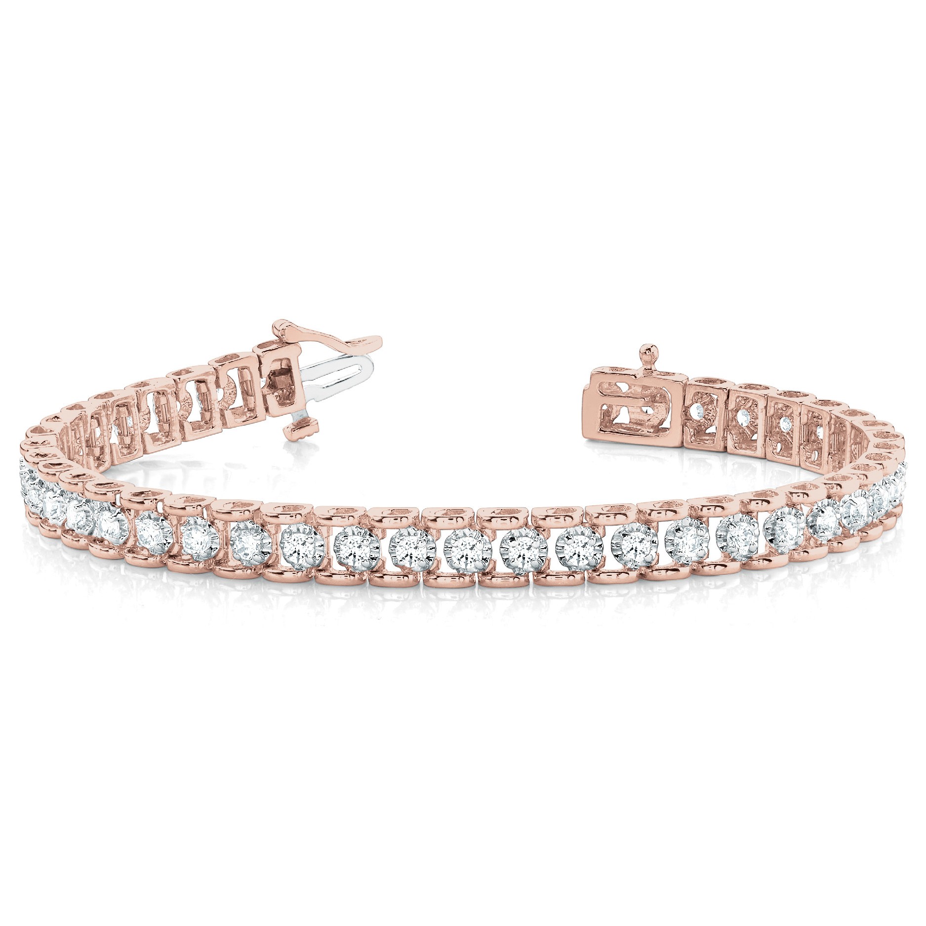 0.5 Ct Natural Round Cut Perrie  Diamond Tennis Bracelets in Silver 925