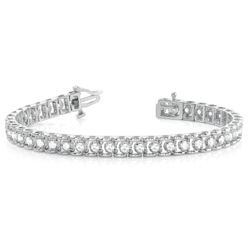 0.5 Ct Natural Round Cut Perrie  Diamond Tennis Bracelets in Silver 925