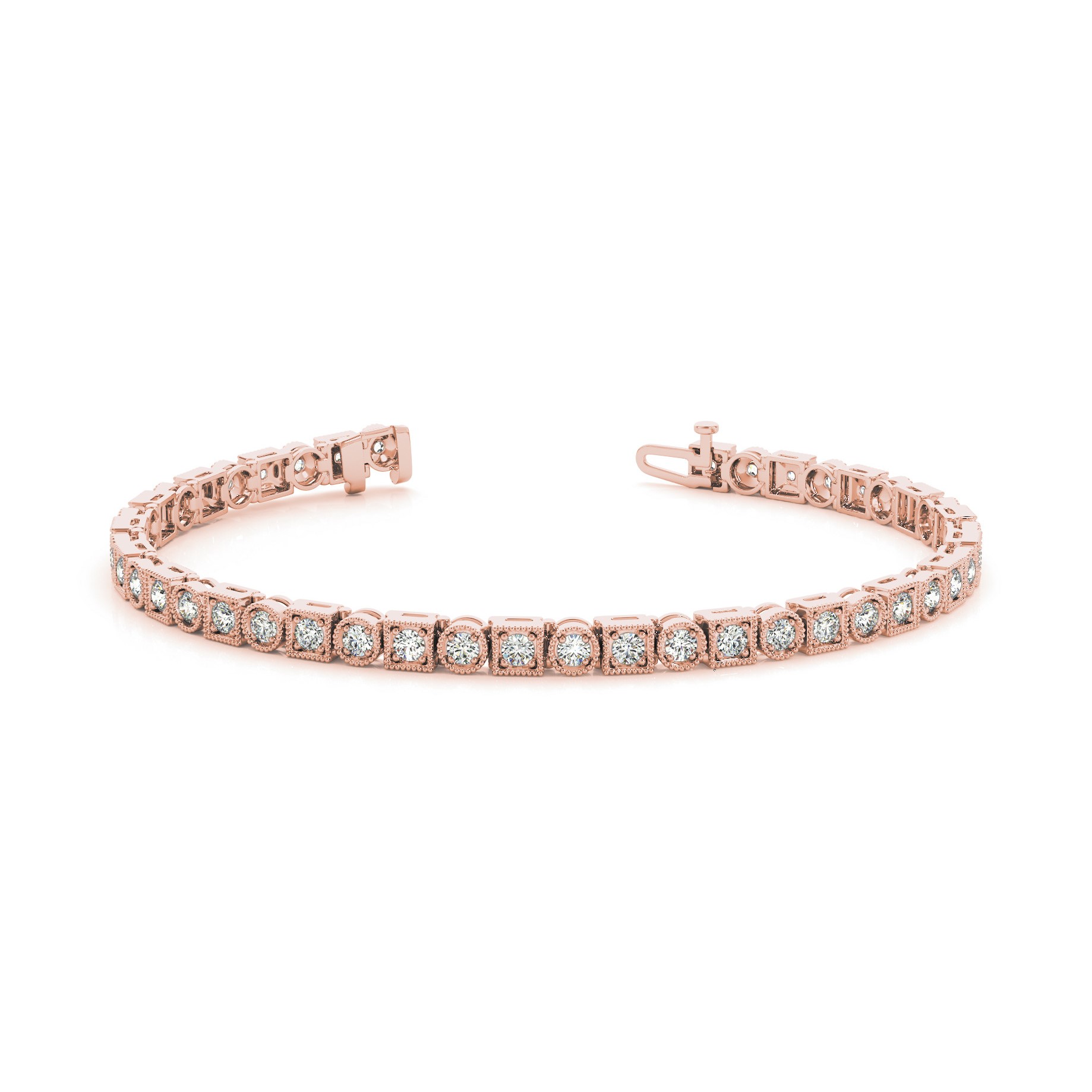 0.9 Ct Natural Round Cut Prunella  Diamond Tennis Bracelets in Silver 925