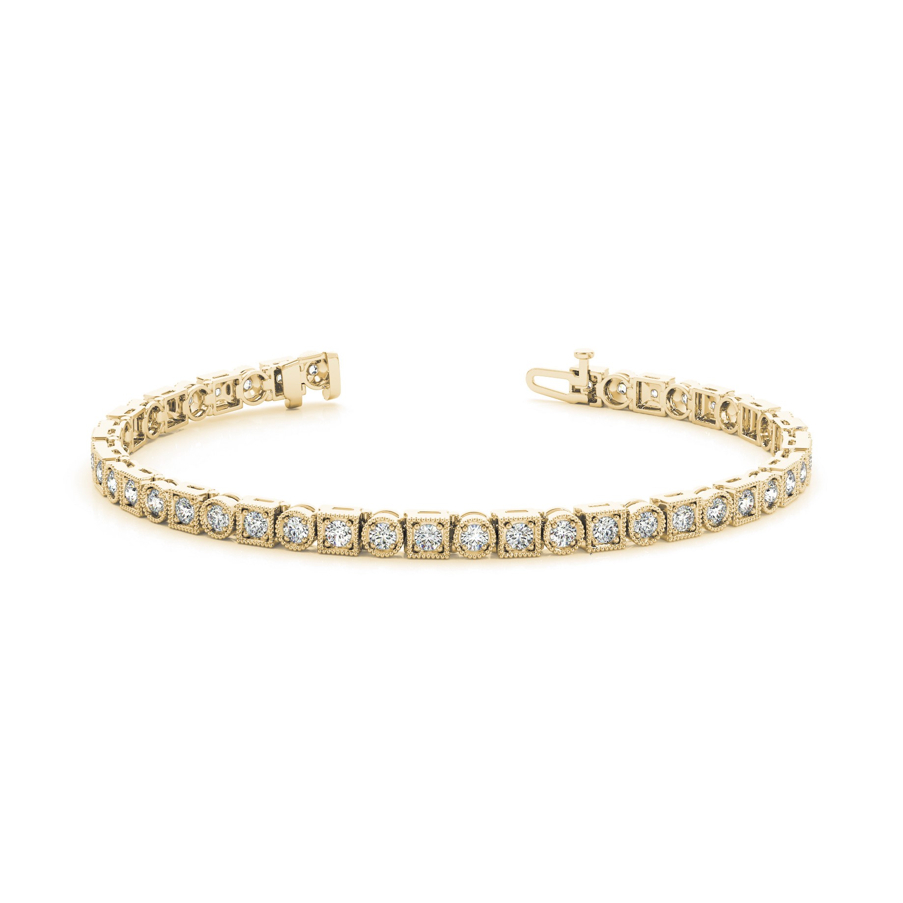 0.9 Ct Natural Round Cut Prunella  Diamond Tennis Bracelets in Silver 925