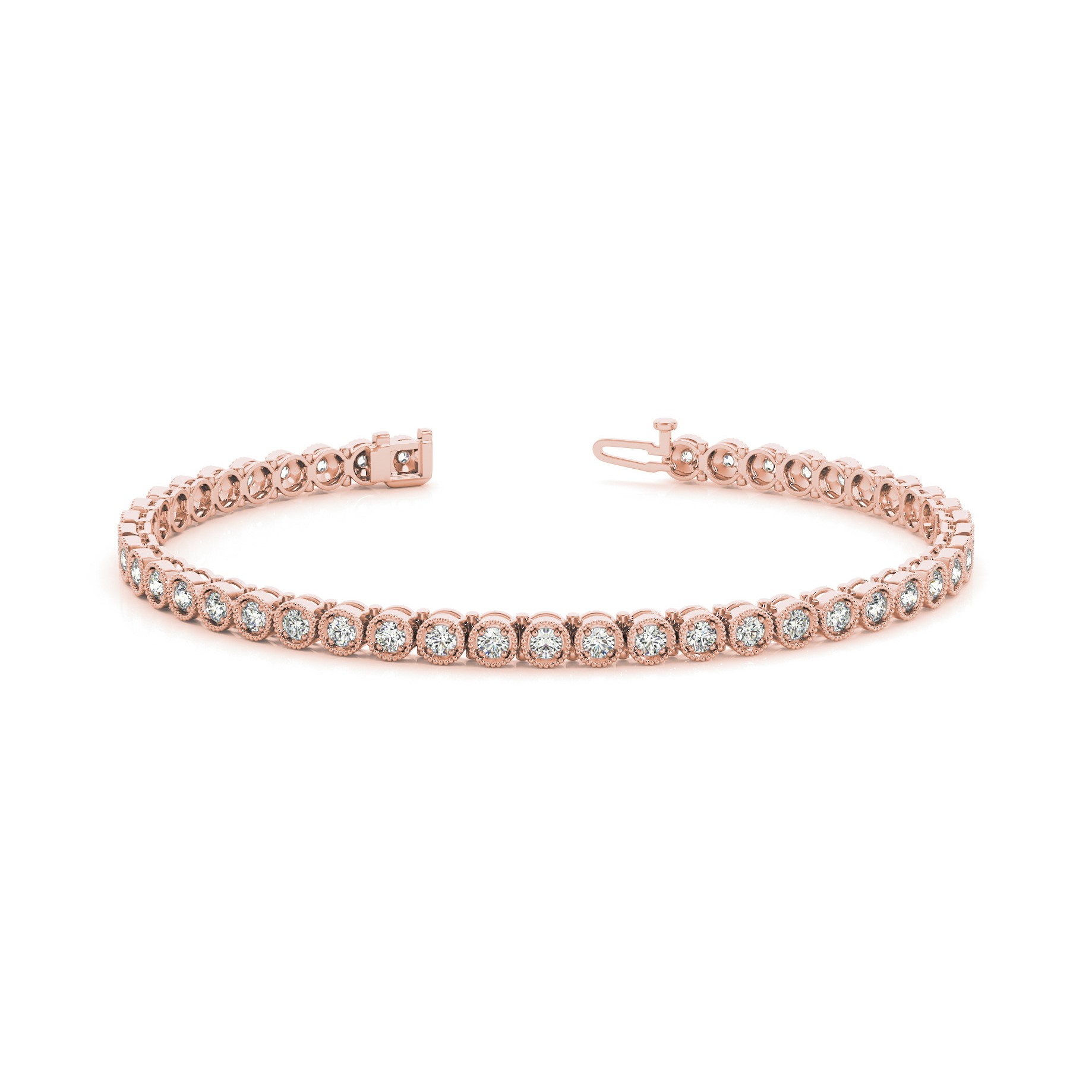 0.9 Ct Natural Round Cut Pollie  Diamond Tennis Bracelets in Silver 925