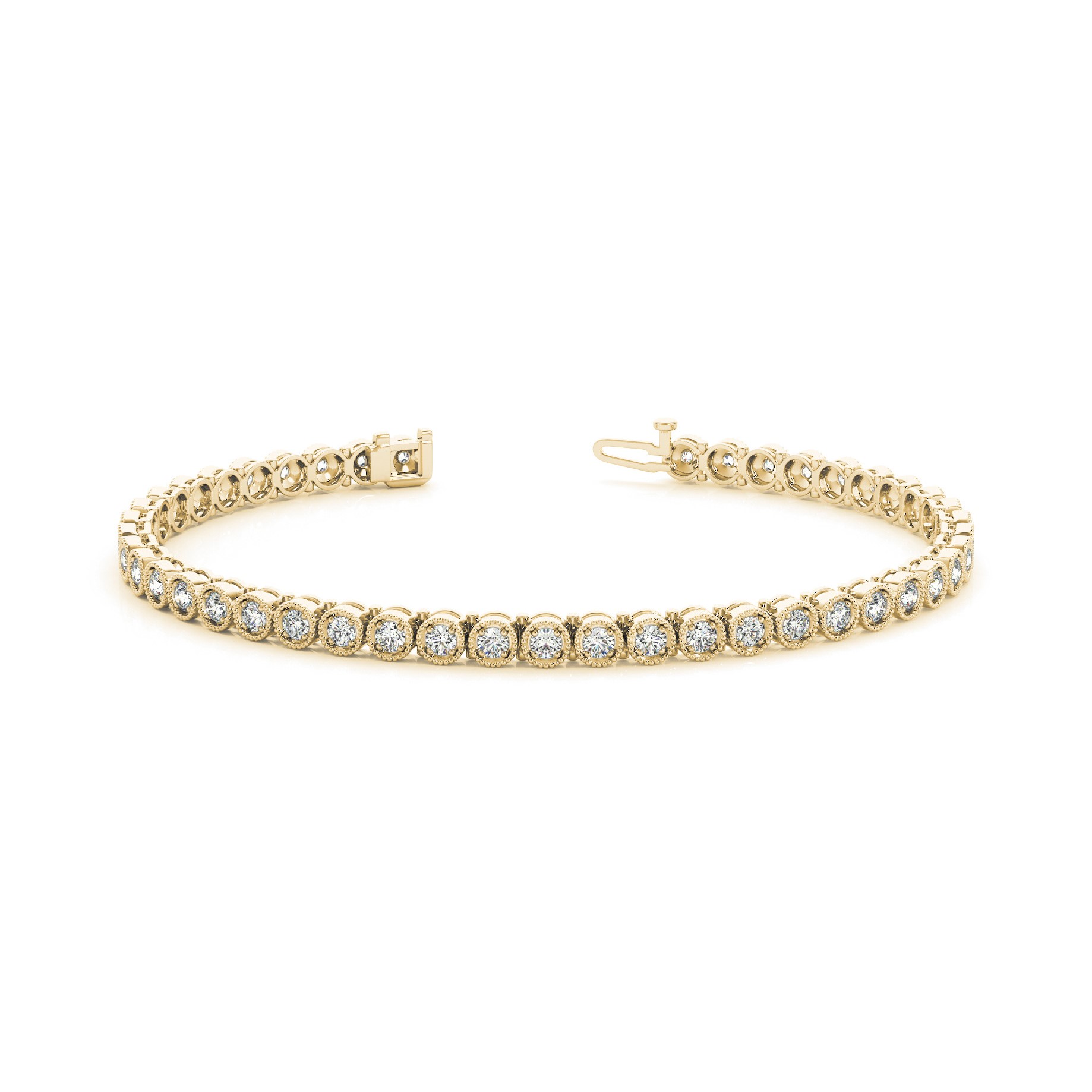 0.9 Ct Natural Round Cut Pollie  Diamond Tennis Bracelets in Silver 925