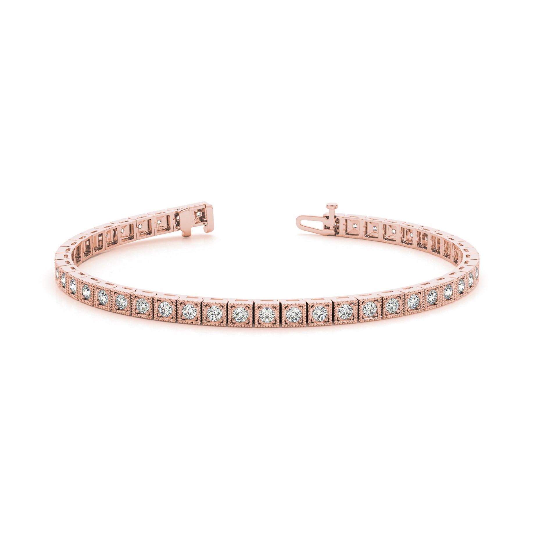 0.9 Ct Natural Round Cut Peppi  Diamond Tennis Bracelets in Silver 925