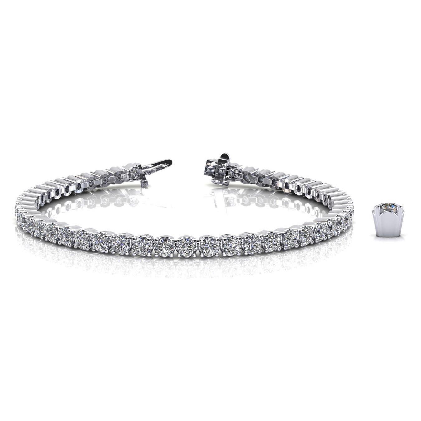 2 Ct Natural Round Cut Rosabel  Diamond Tennis Bracelets in Silver 925