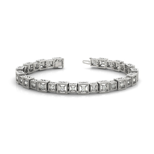 1.9 Ct Natural Round Cut Raylyn  Diamond Tennis Bracelets in Silver 925