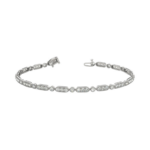 0.63 Ct Natural Round Cut Prisma  Diamond Tennis Bracelets in Silver 925