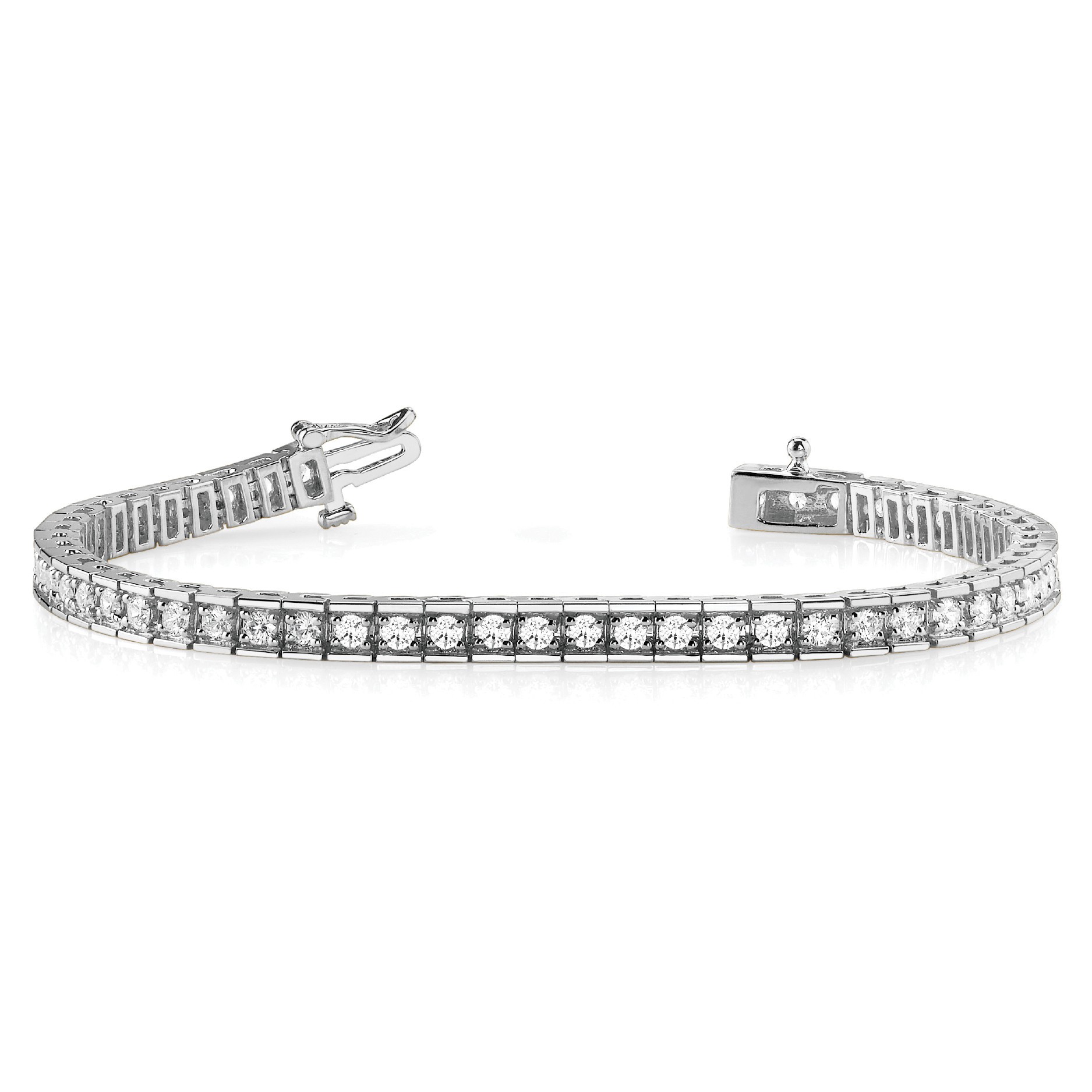 2.25 Ct Natural Round Cut Ryiah  Diamond Tennis Bracelets in Silver 925