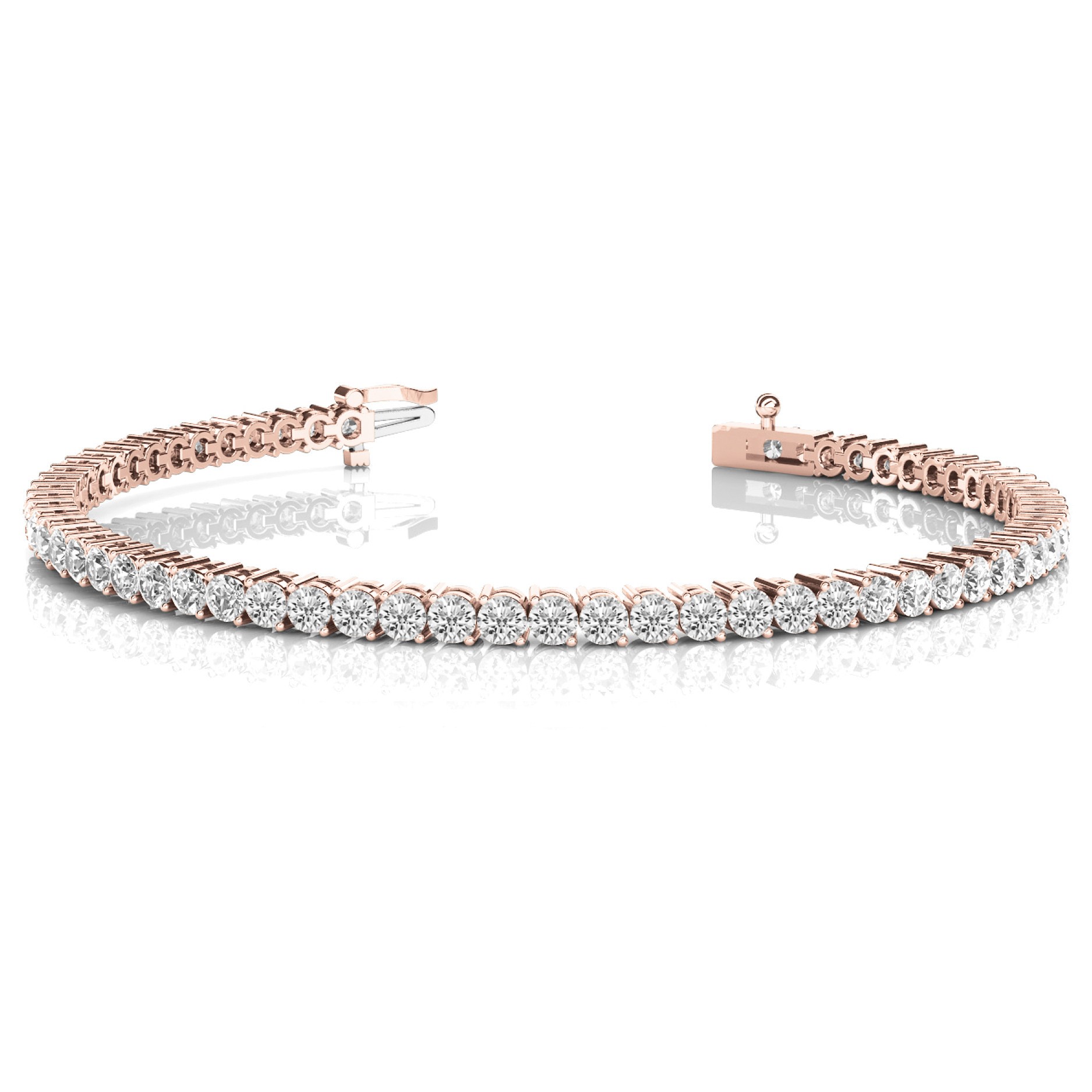 1 Ct Natural Round Cut Rosemary  Diamond Tennis Bracelets in Silver 925