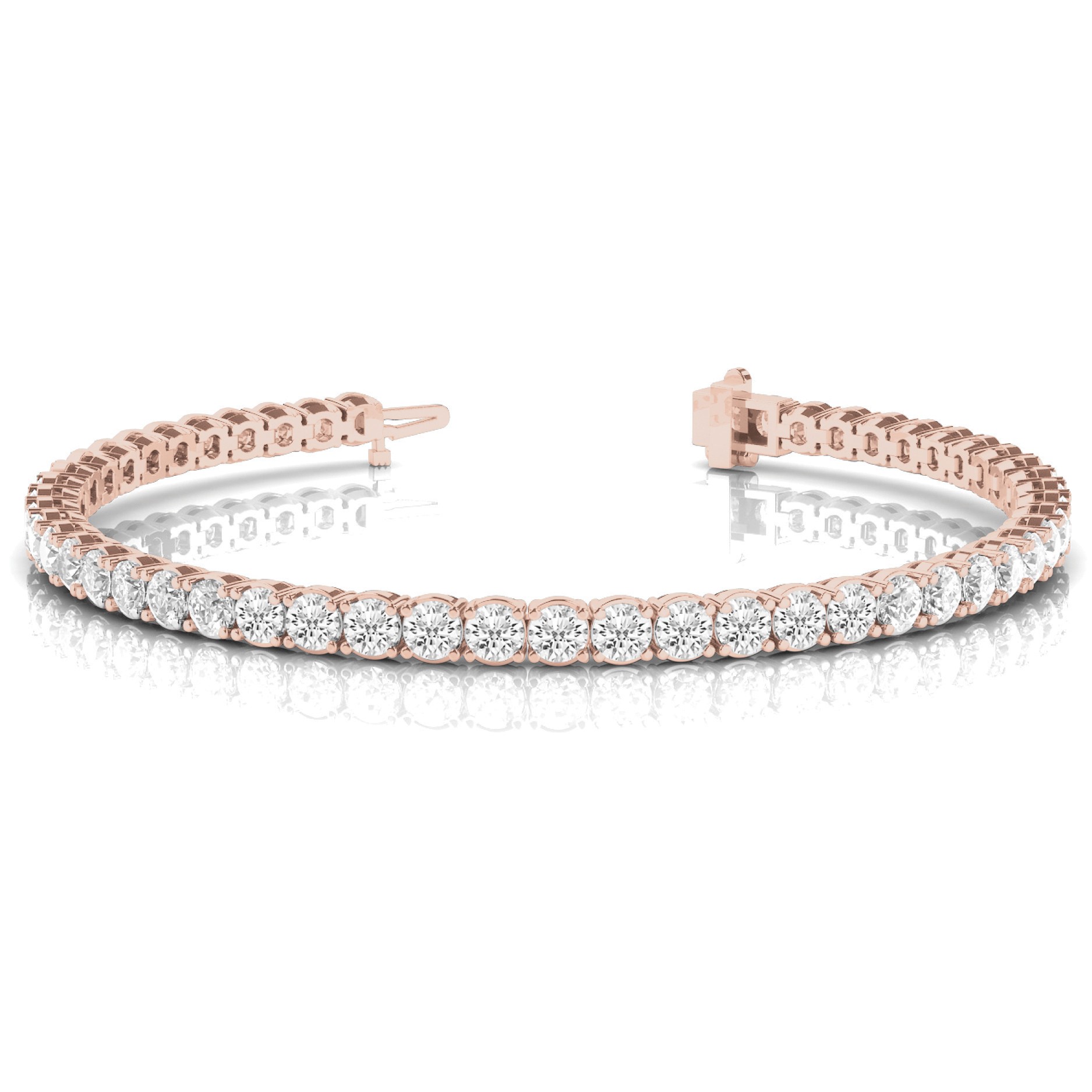 2.25 Ct Natural Round Cut Rashel  Diamond Tennis Bracelets in Silver 925