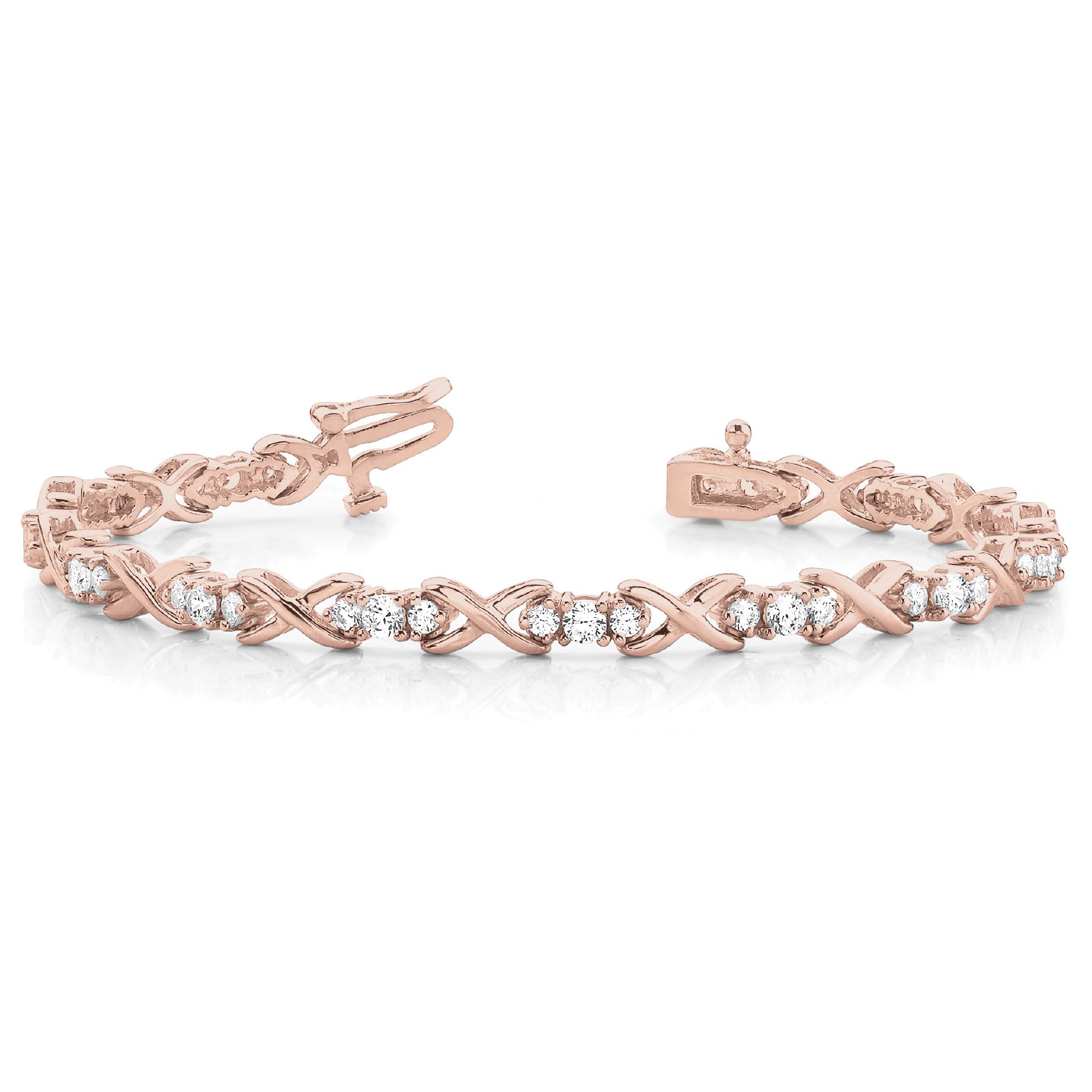 2 Ct Natural Round Cut Rianna  Diamond Tennis Bracelets in Silver 925