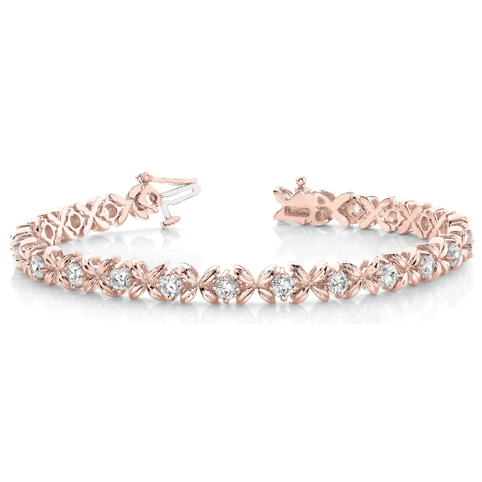 2 Ct Natural Round Cut Ricki  Diamond Tennis Bracelets in Silver 925