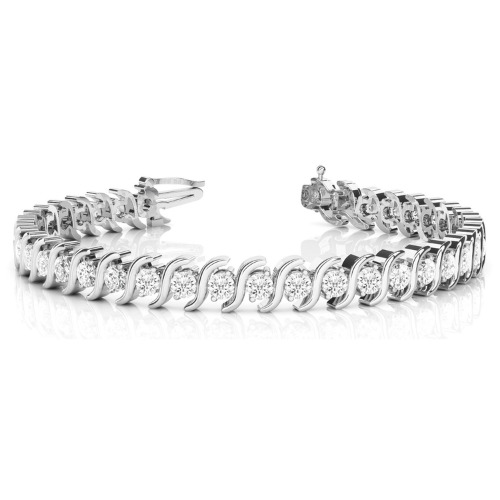 0.75 Ct Natural Round Cut Prudie  Diamond Tennis Bracelets in Silver 925