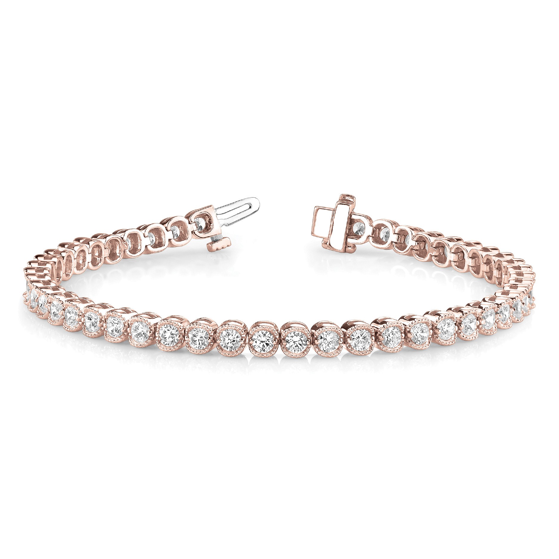 2 Ct Natural Round Cut Rinoa  Diamond Tennis Bracelets in Silver 925