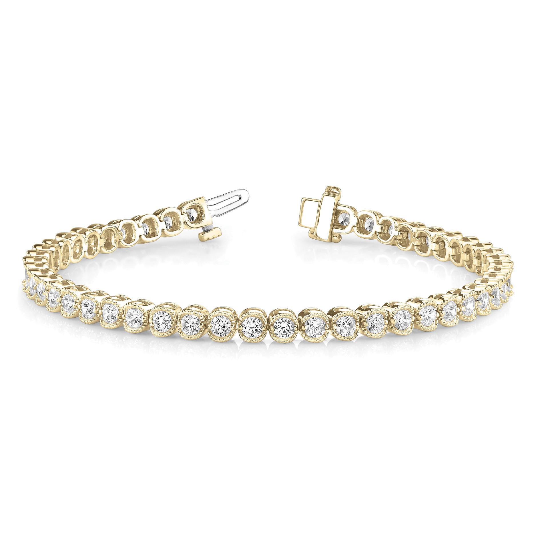 2 Ct Natural Round Cut Rinoa  Diamond Tennis Bracelets in Silver 925