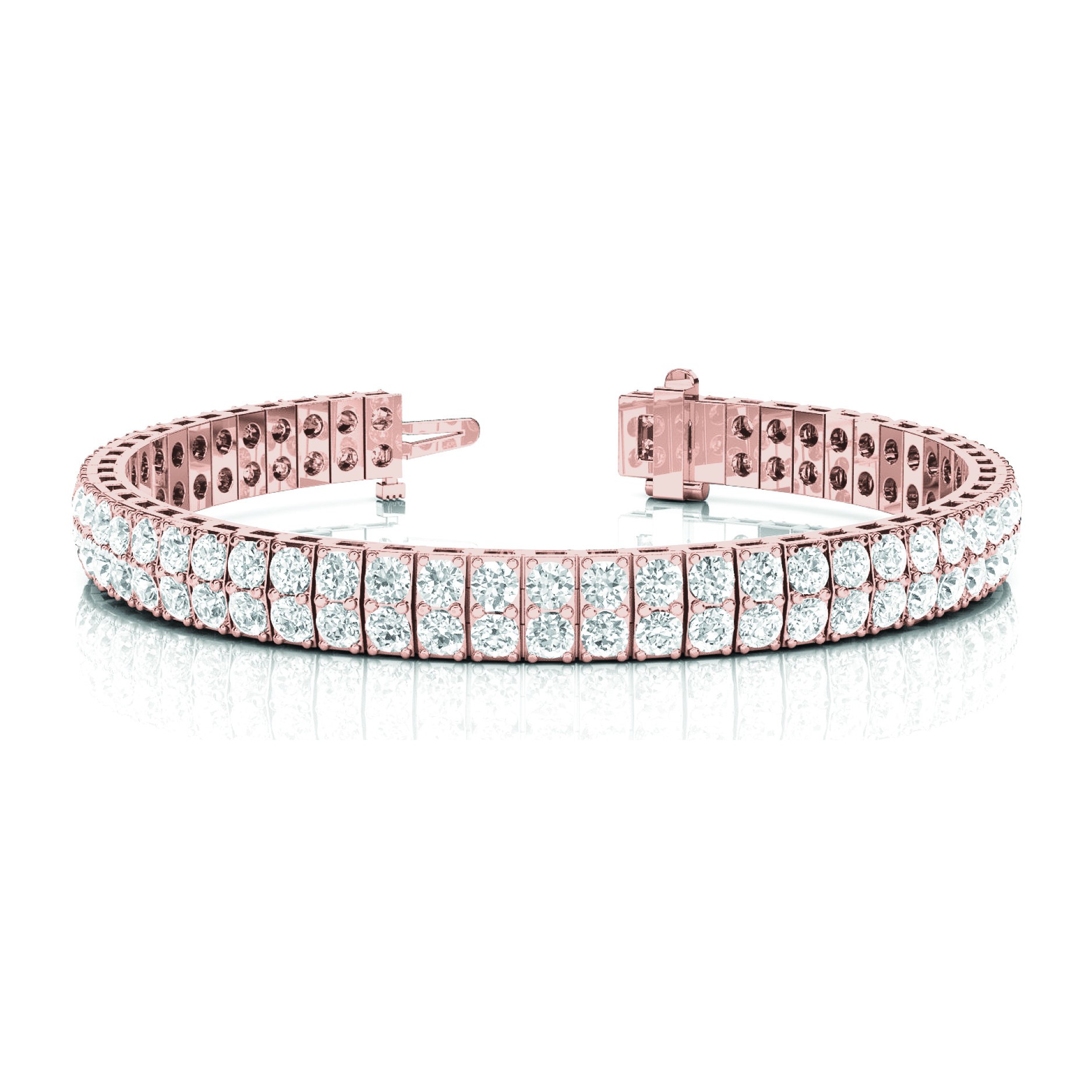 4 Ct Natural Diamond Round Cut Stonilda  Multi Row Tennis Bracelets in Silver 925