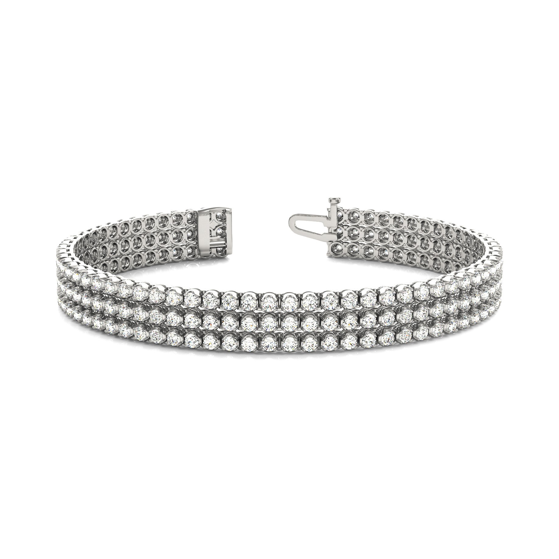 3.75 Ct Natural Diamond Round Cut Starli  Multi Row Tennis Bracelets in Silver 925