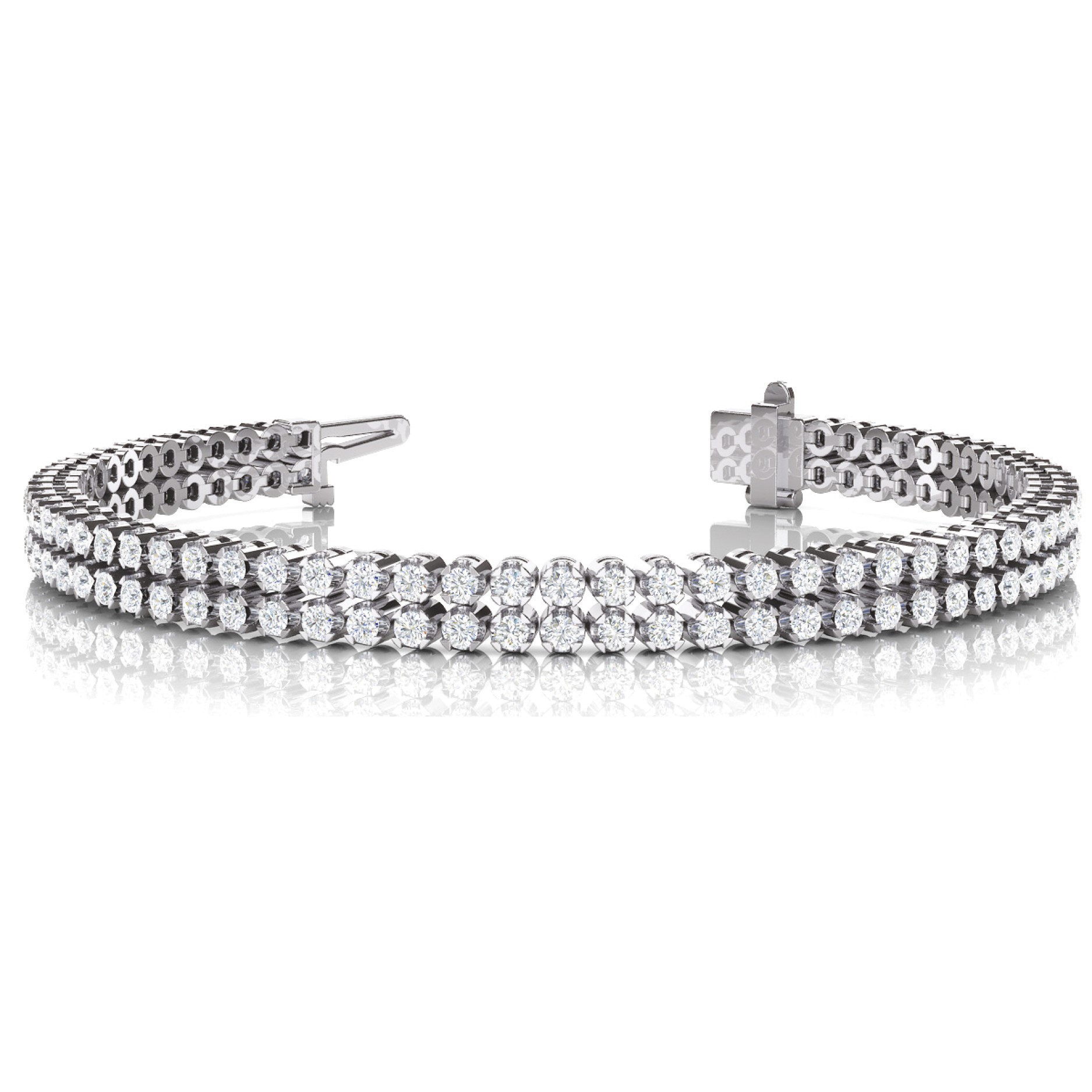 3.75 Ct Natural Diamond Round Cut Staniue  Multi Row Tennis Bracelets in Silver 925