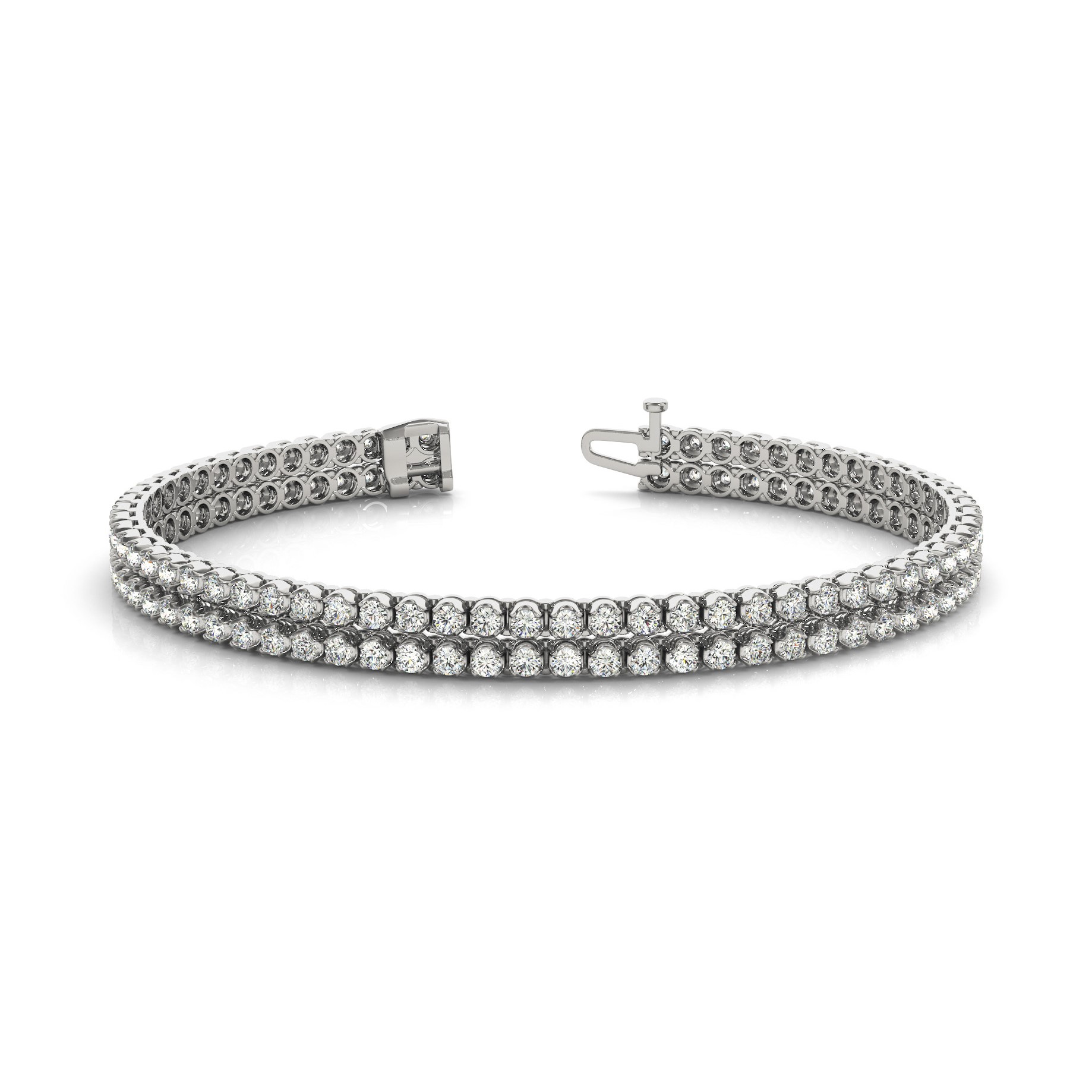 2 Ct Natural Diamond Round Cut Stanilde  Multi Row Tennis Bracelets in Silver 925