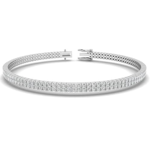 5.45 Ct Natural Diamond Princess Cut Stanguie  Multi Row Tennis Bracelets in Silver 925