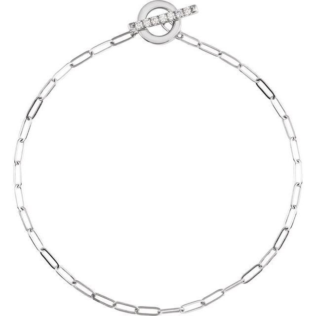 0.1 Ct Natural Diamond Round Cut Shellee  Chain Bracelets in Silver 925