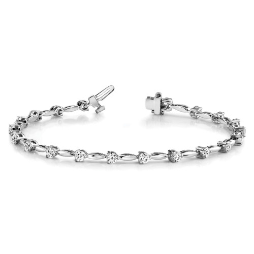 1 Ct Natural Round Cut Ruth  Diamond Tennis Bracelets in Silver 925