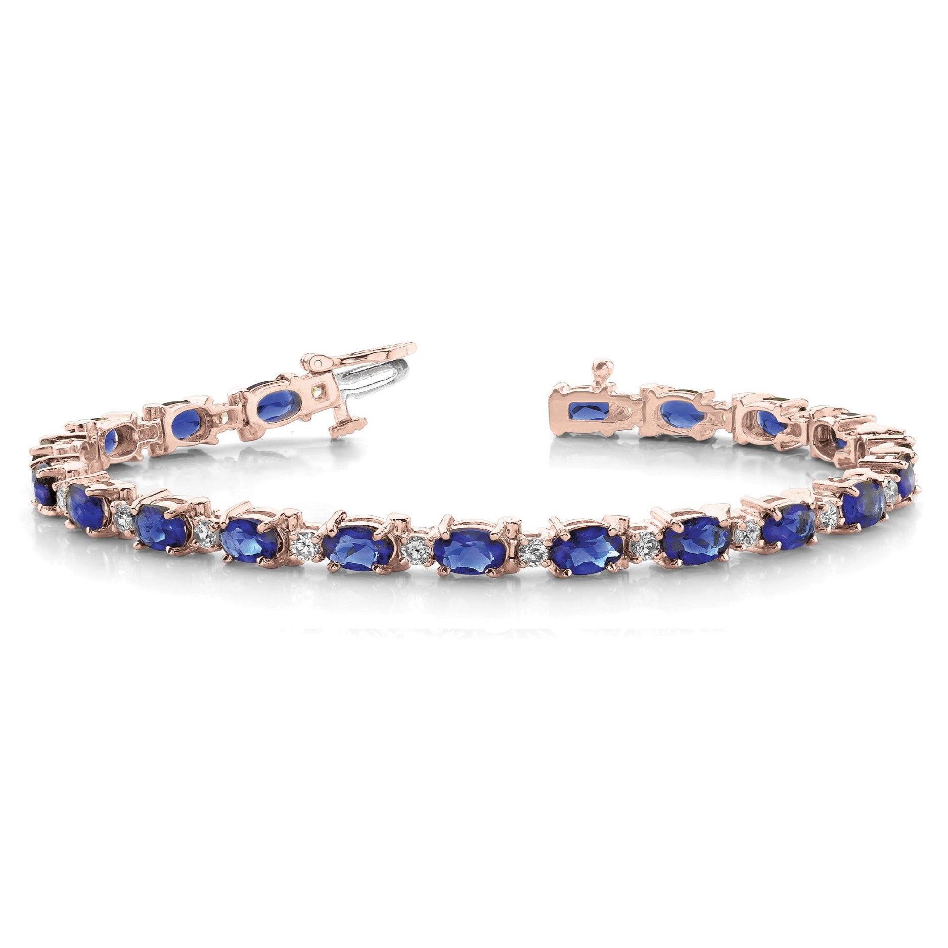 8.5 Ct Blue Sapphire Oval Cut Prissy  Gemstone Bracelets in Silver 925