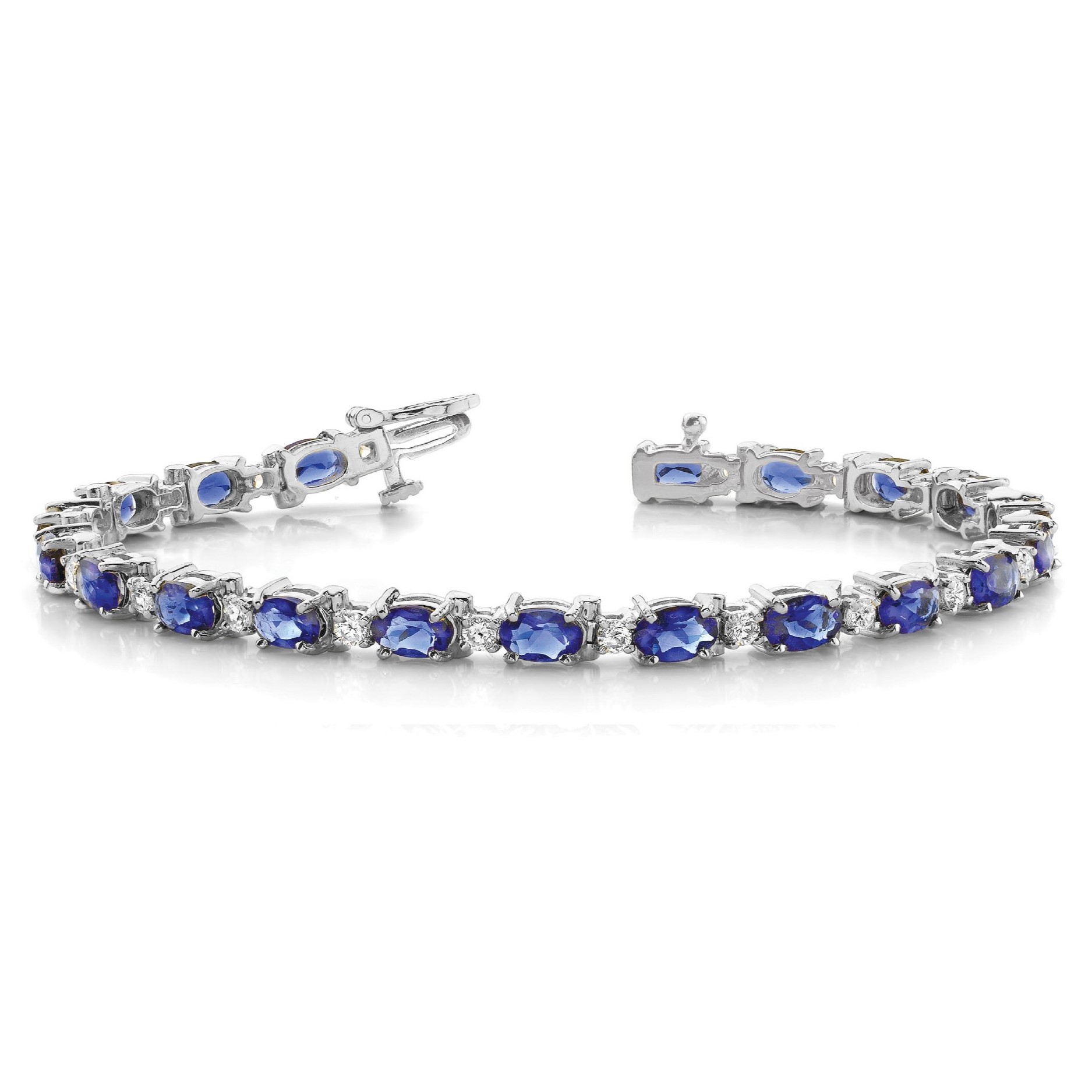 8.5 Ct Blue Sapphire Oval Cut Prissy  Gemstone Bracelets in Silver 925