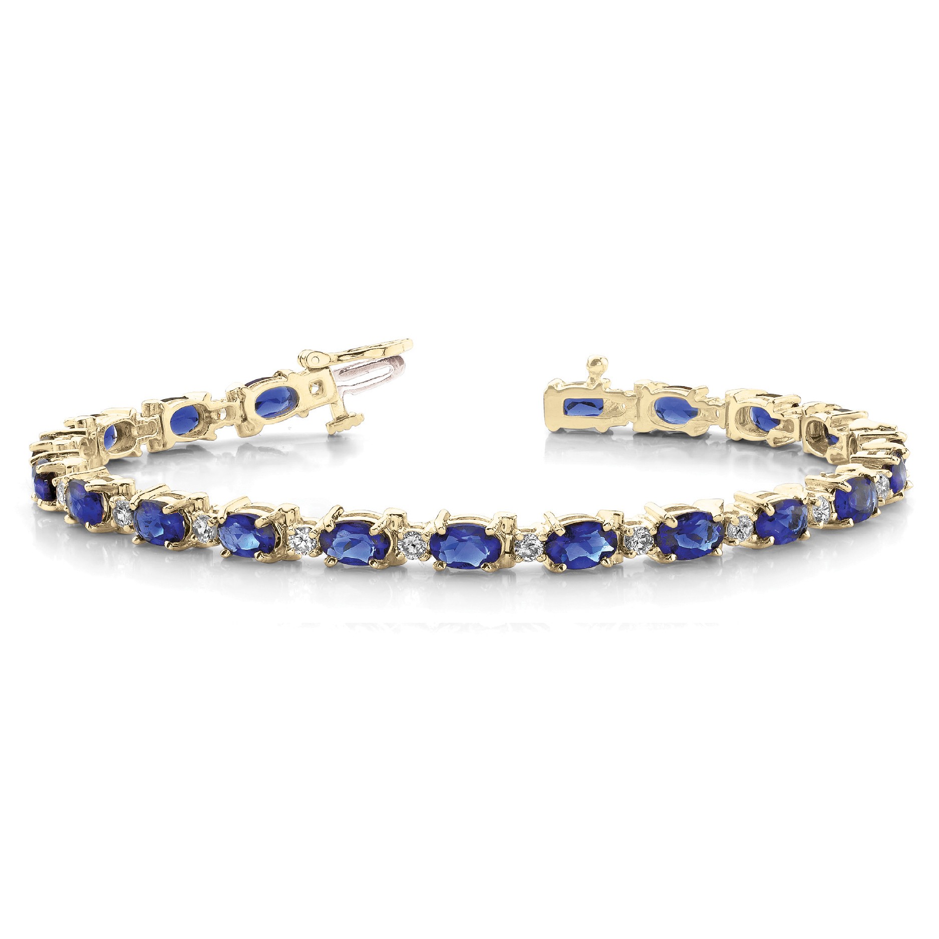 8.5 Ct Blue Sapphire Oval Cut Prissy  Gemstone Bracelets in Silver 925