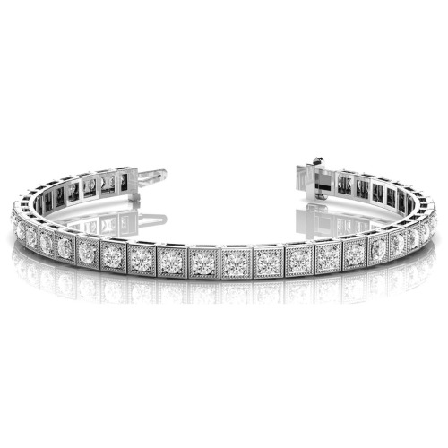 1 Ct Natural Round Cut Rosie  Diamond Tennis Bracelets in Silver 925