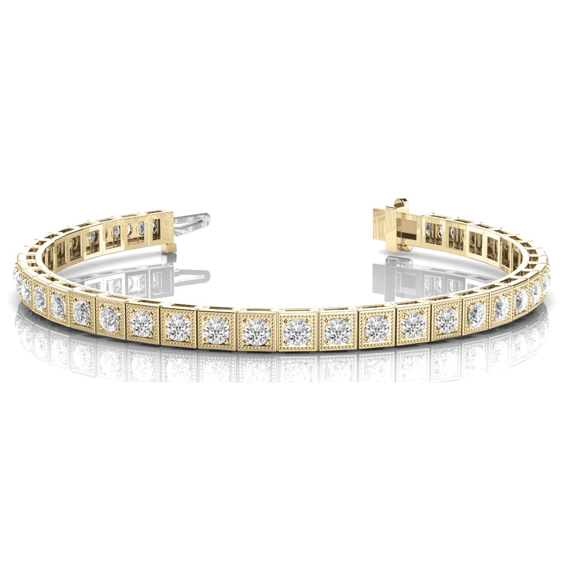 1 Ct Natural Round Cut Rosie  Diamond Tennis Bracelets in Silver 925